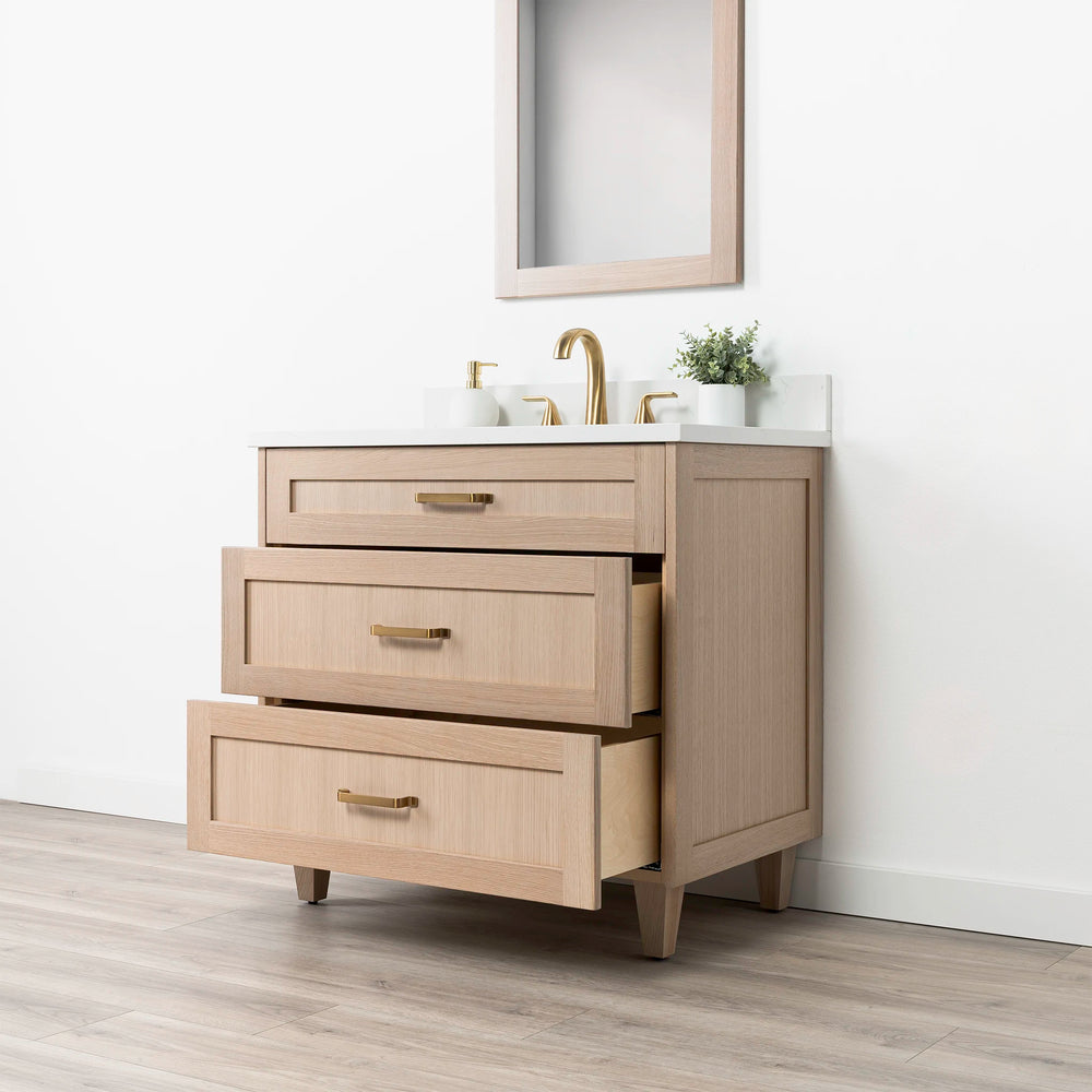 
                  
                    Bridgeport 36" White Oak Bathroom Vanity - All Drawers
                  
                