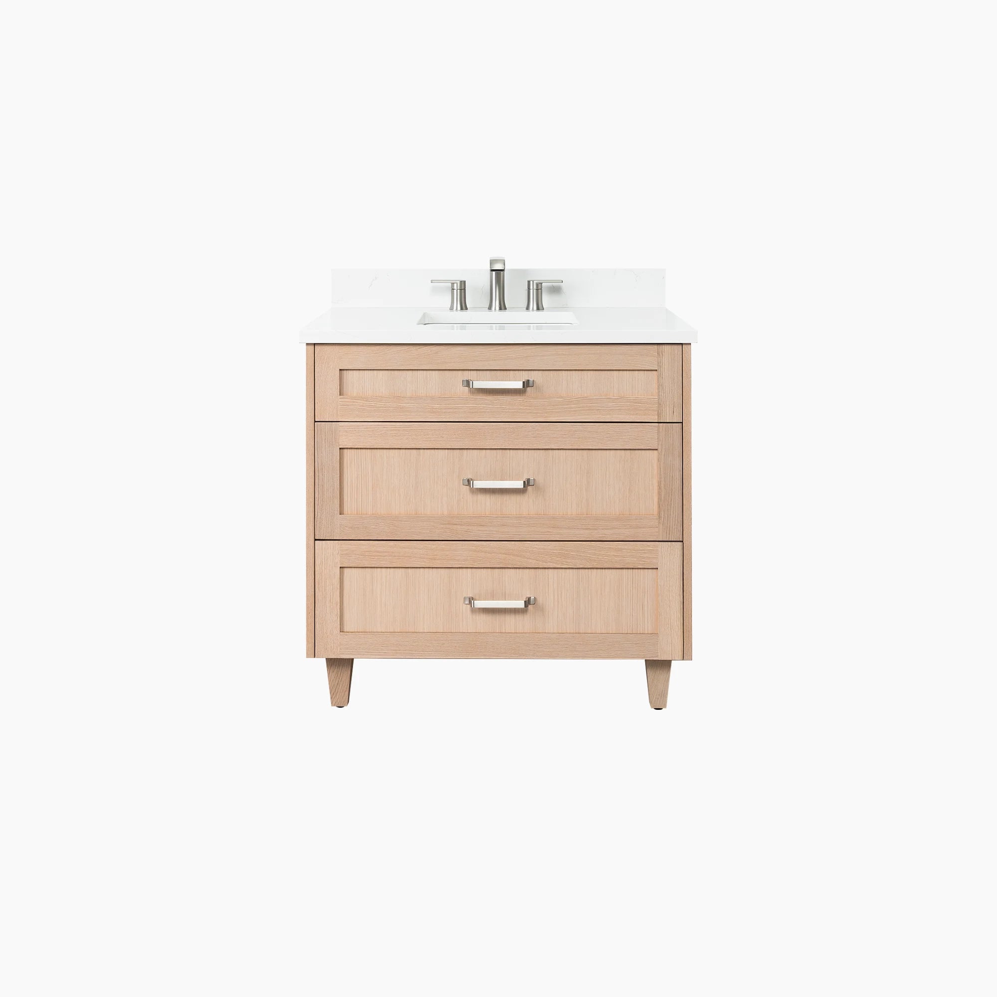 Bridgeport 36" White Oak Bathroom Vanity - All Drawers