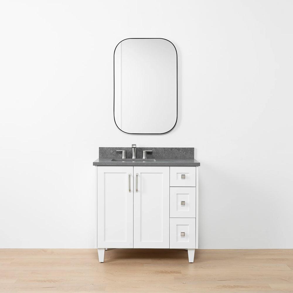 
                  
                    Bridgeport SLIM 36" Satin White Bathroom Vanity, Left Sink - Teodor Vanities United States
                  
                