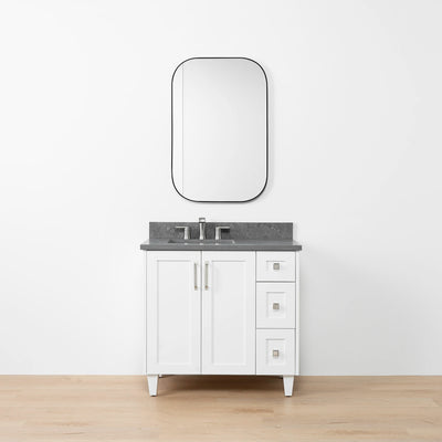 Bridgeport SLIM 36" Satin White Bathroom Vanity, Left Sink - Teodor Vanities United States