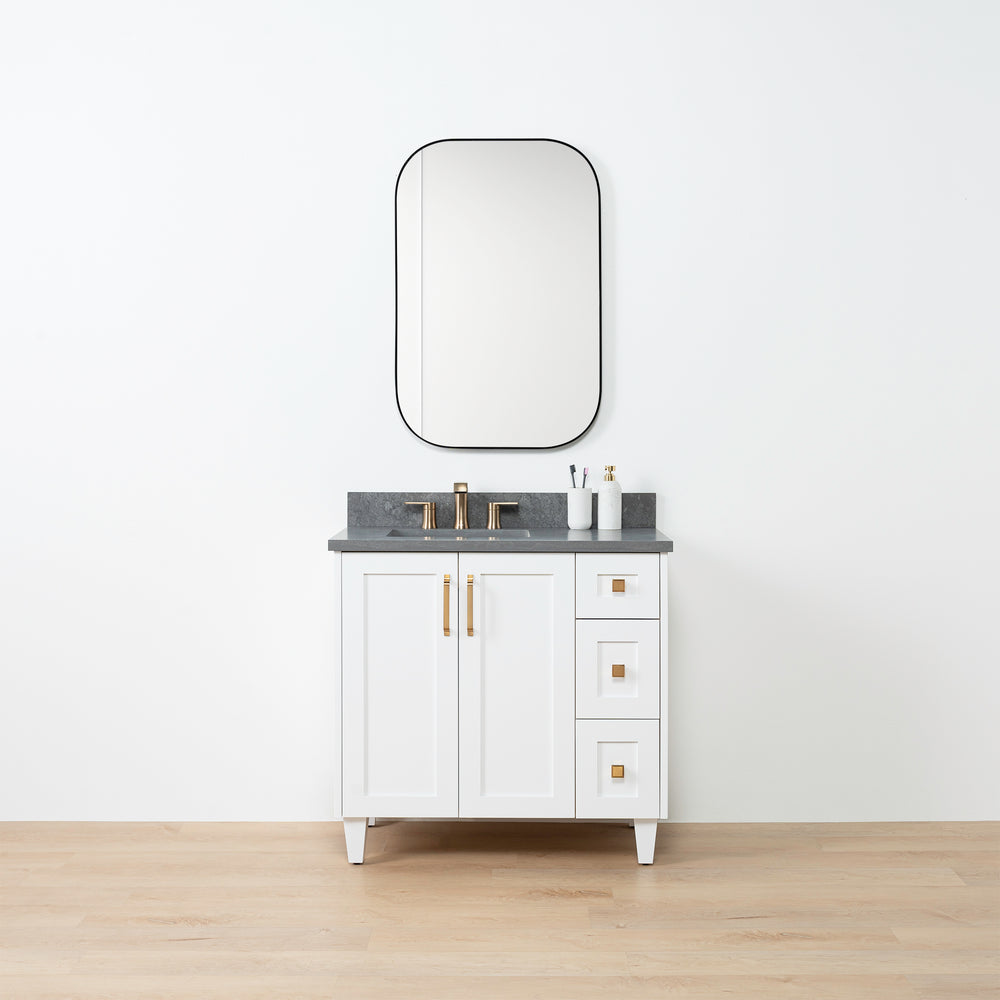 
                  
                    Bridgeport SLIM 36" Satin White Bathroom Vanity, Left Sink - Teodor Vanities United States
                  
                