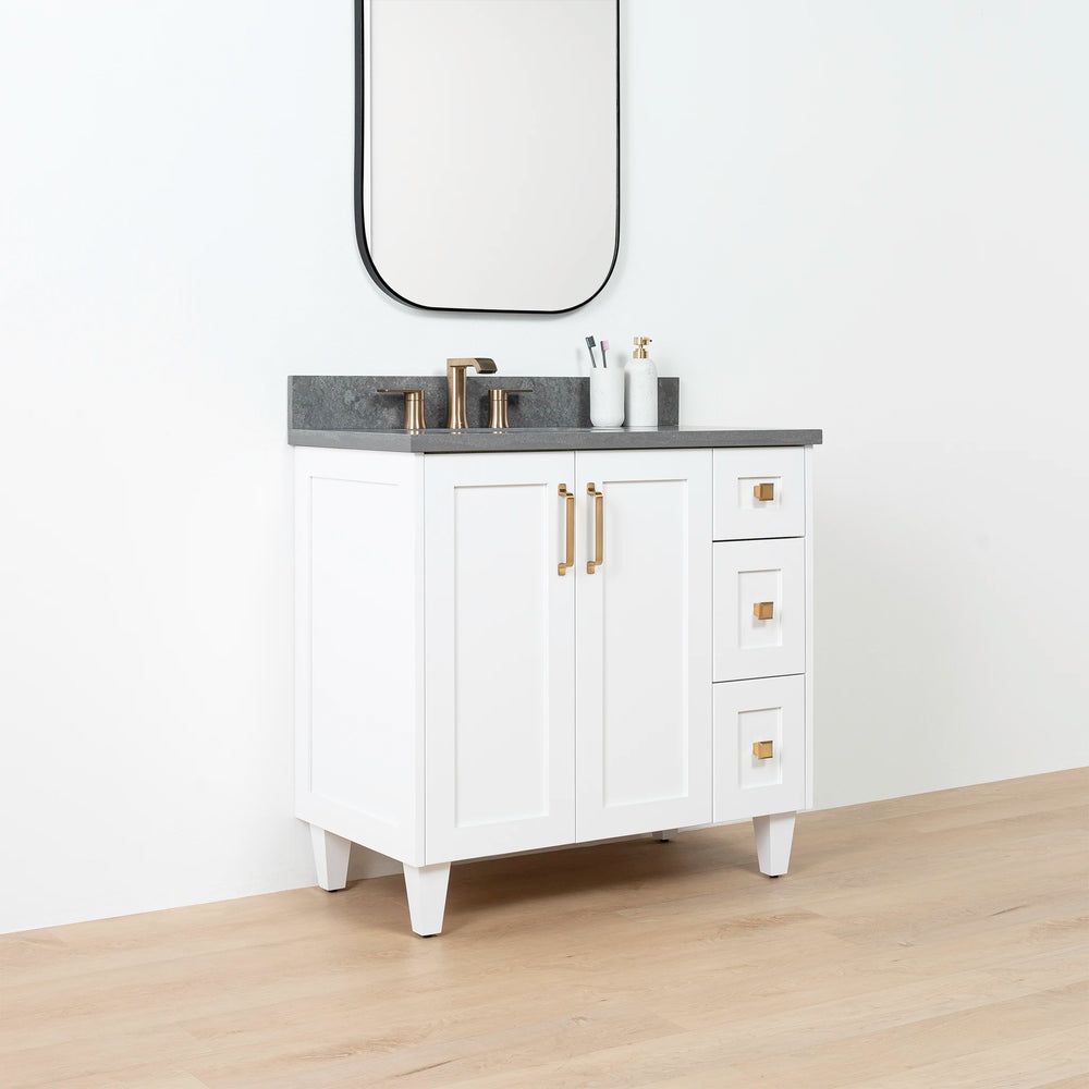 
                  
                    Bridgeport SLIM 36" Satin White Bathroom Vanity, Left Sink - Teodor Vanities United States
                  
                