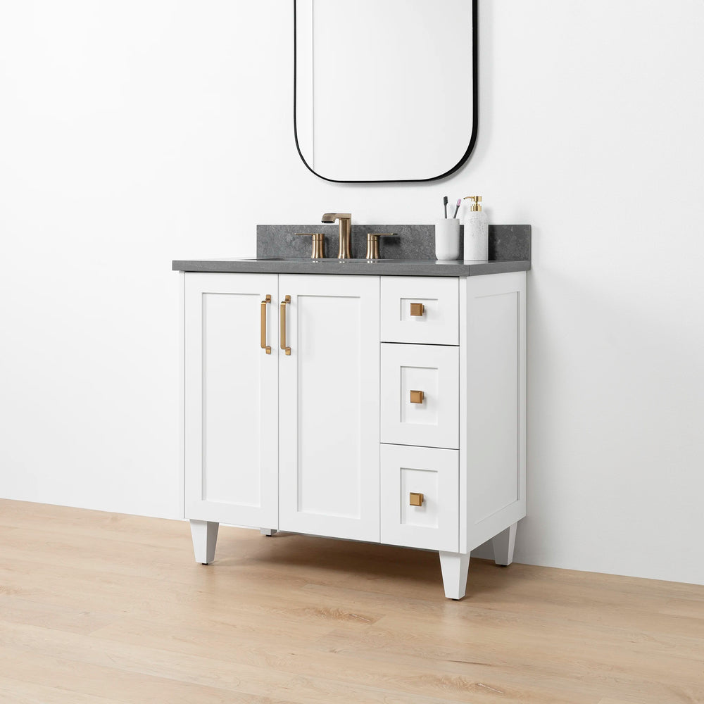 
                  
                    Bridgeport SLIM 36" Satin White Bathroom Vanity, Left Sink - Teodor Vanities United States
                  
                