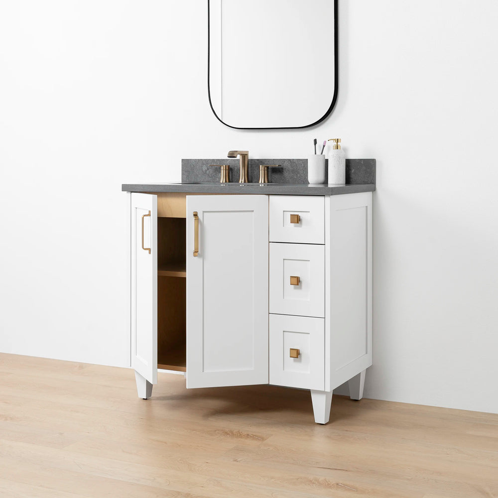 
                  
                    Bridgeport SLIM 36" Satin White Bathroom Vanity, Left Sink - Teodor Vanities United States
                  
                