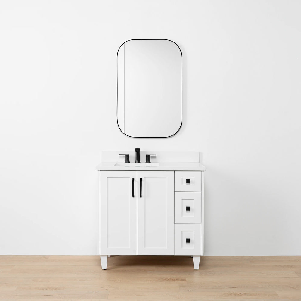 
                  
                    Bridgeport SLIM 36" Satin White Bathroom Vanity, Left Sink - Teodor Vanities United States
                  
                