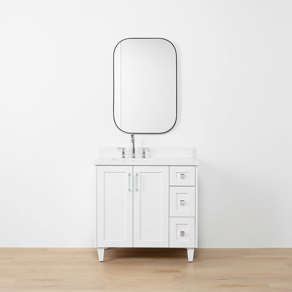 
                  
                    Bridgeport SLIM 36" Satin White Bathroom Vanity, Left Sink - Teodor Vanities United States
                  
                