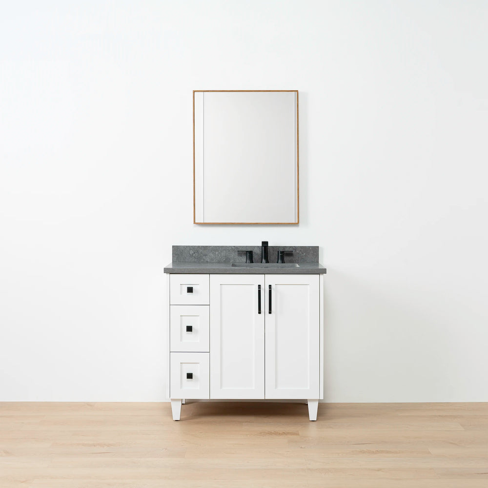 
                  
                    Bridgeport SLIM 36" Satin White Bathroom Vanity, Right Sink - Teodor Vanities United States
                  
                