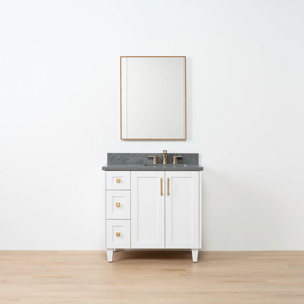 
                  
                    Bridgeport SLIM 36" Satin White Bathroom Vanity, Right Sink - Teodor Vanities United States
                  
                