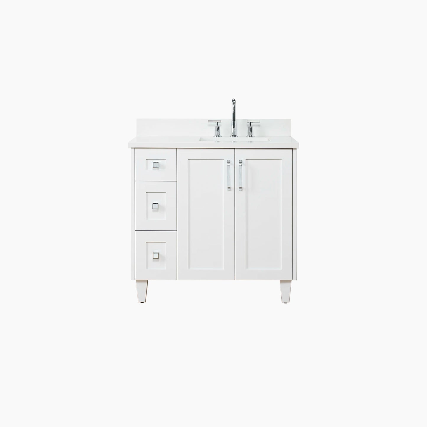 Bridgeport SLIM 36" Satin White Bathroom Vanity, Right Sink