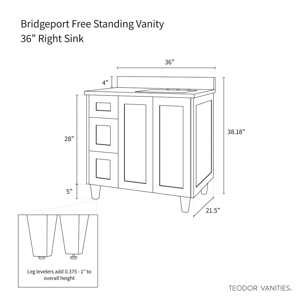 
                  
                    Bridgeport 36" Almond Coast Bathroom Vanity, Right Sink
                  
                