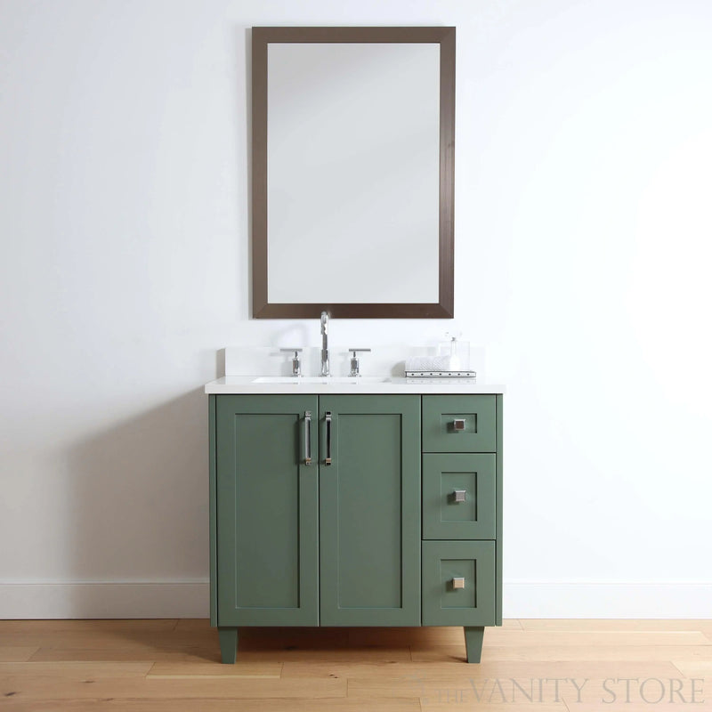 Bridgeport 36" Sage Green Bathroom Vanity, Left Sink - Teodor Vanities United States