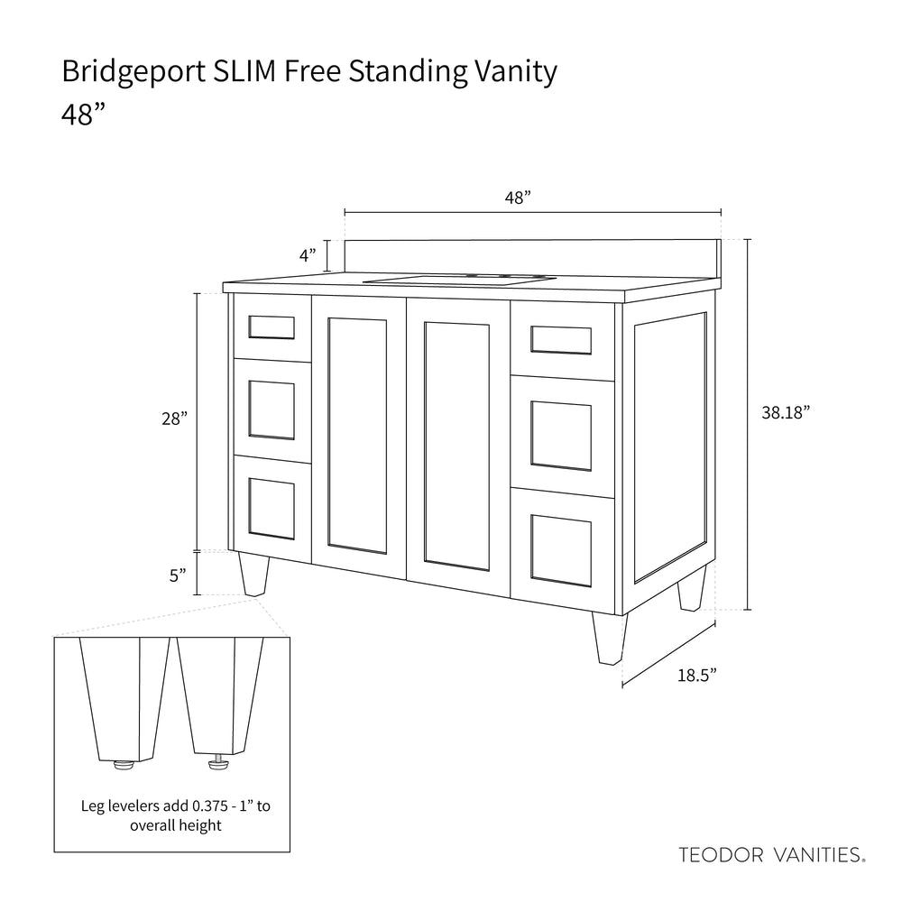 
                  
                    Bridgeport SLIM 48" Satin White Bathroom Vanity - Teodor Vanities United States
                  
                