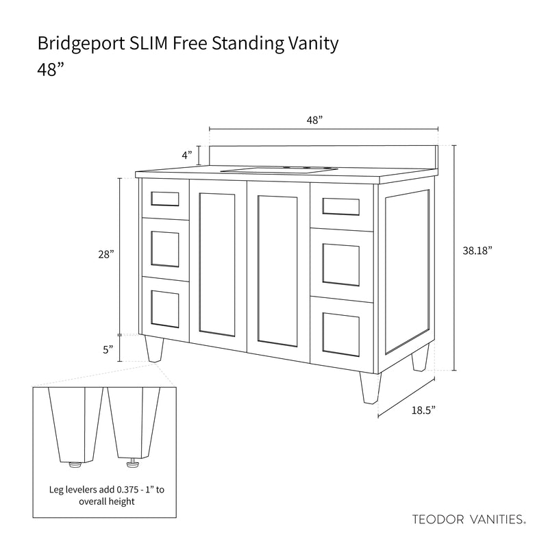 Bridgeport SLIM 48" Satin White Bathroom Vanity - Teodor Vanities United States