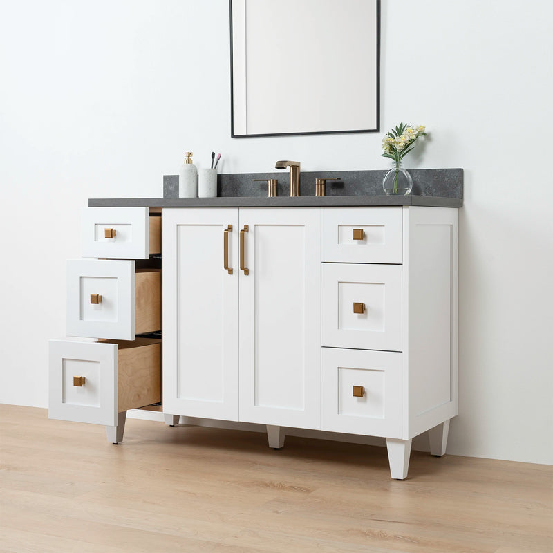 Bridgeport SLIM 48" Satin White Bathroom Vanity - Teodor Vanities United States