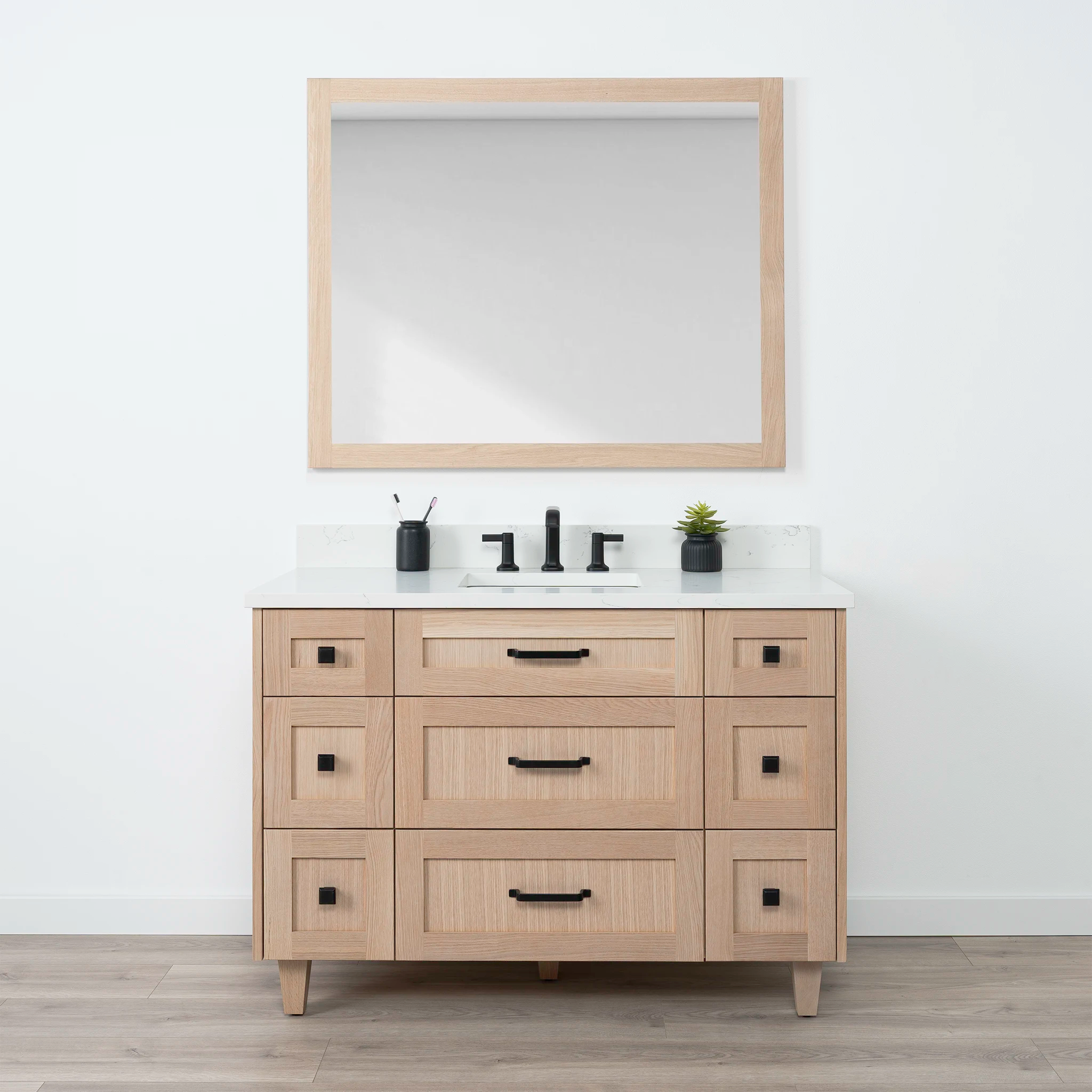 Bridgeport 48" White Oak Bathroom Vanity - All Drawers