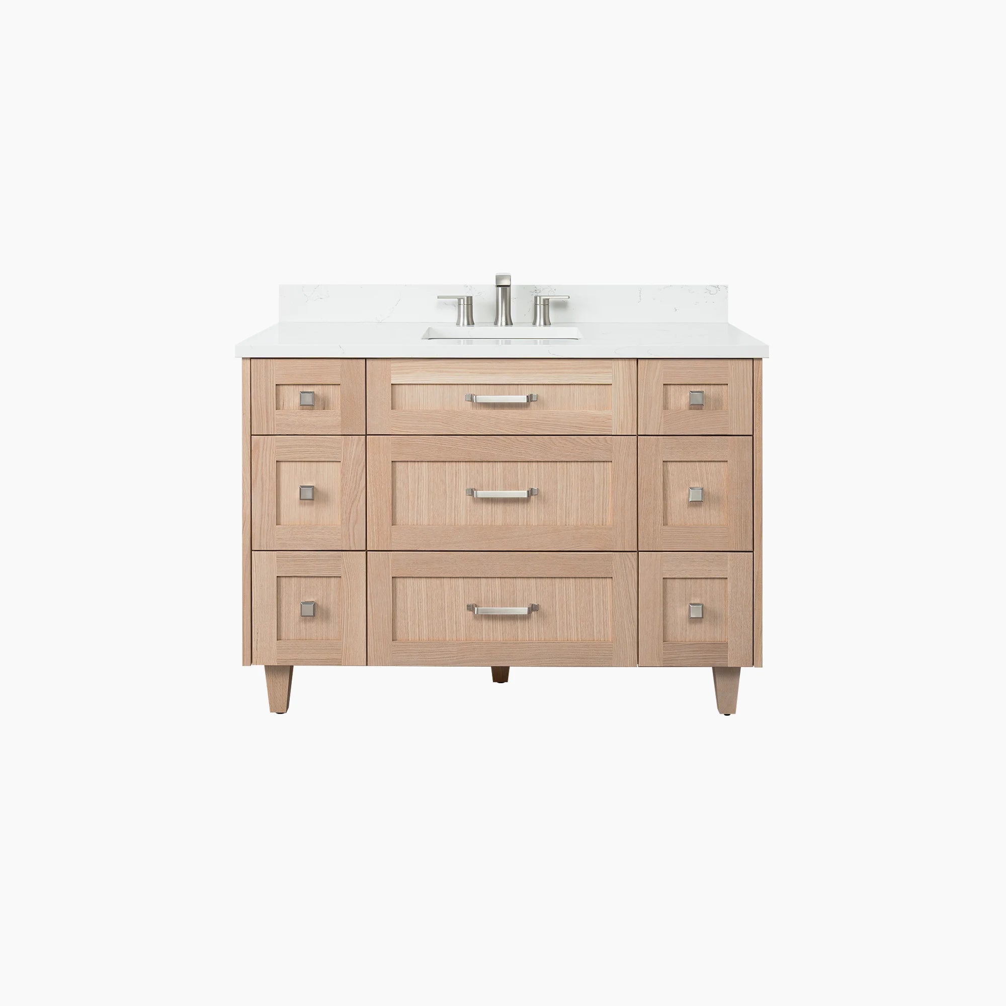 Bridgeport 48" White Oak Bathroom Vanity - All Drawers