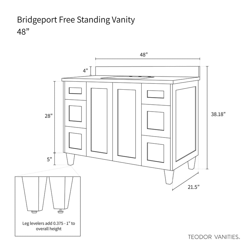 Bridgeport 48" Satin White Bathroom Vanity - Teodor Vanities United States