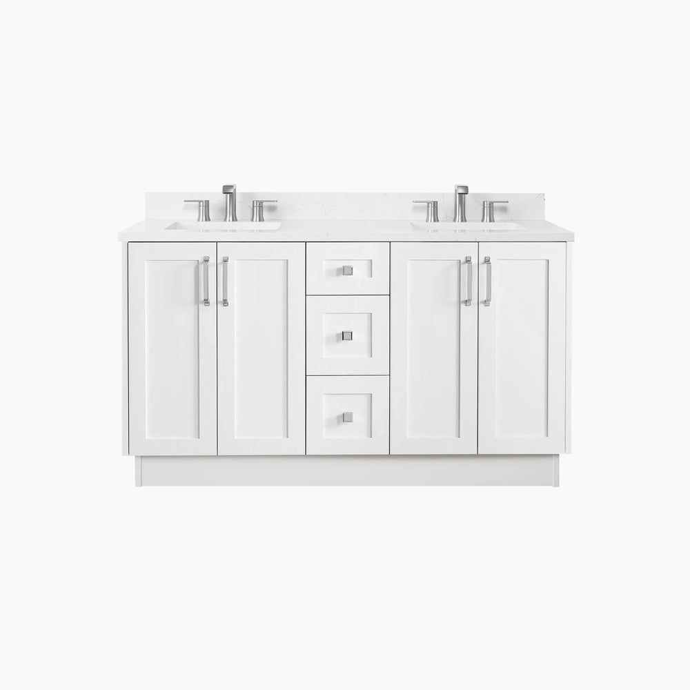 
                  
                    Bridgeport SLIM 60" Satin White Bathroom Vanity, Double Sink
                  
                