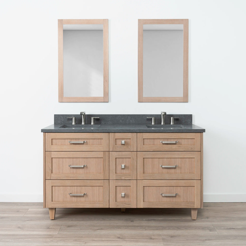 
                  
                    Bridgeport 60" White Oak Bathroom Vanity, Double Sink - All Drawers
                  
                