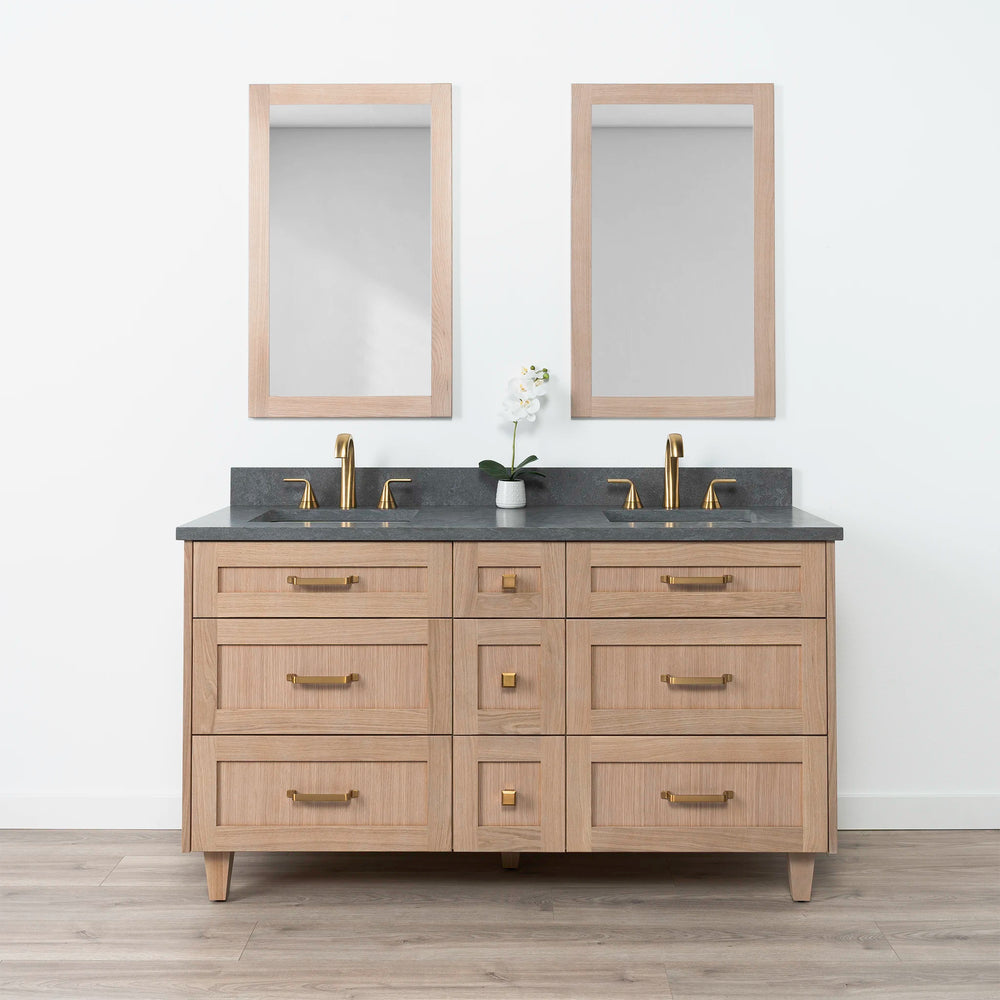 
                  
                    Bridgeport 60" White Oak Bathroom Vanity, Double Sink - All Drawers
                  
                