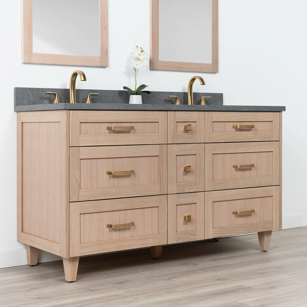 
                  
                    Bridgeport 60" White Oak Bathroom Vanity, Double Sink - All Drawers
                  
                