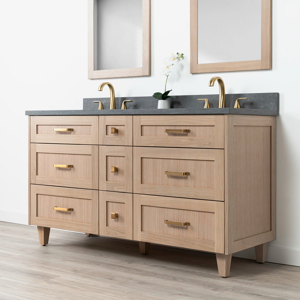 
                  
                    Bridgeport 60" White Oak Bathroom Vanity, Double Sink - All Drawers
                  
                