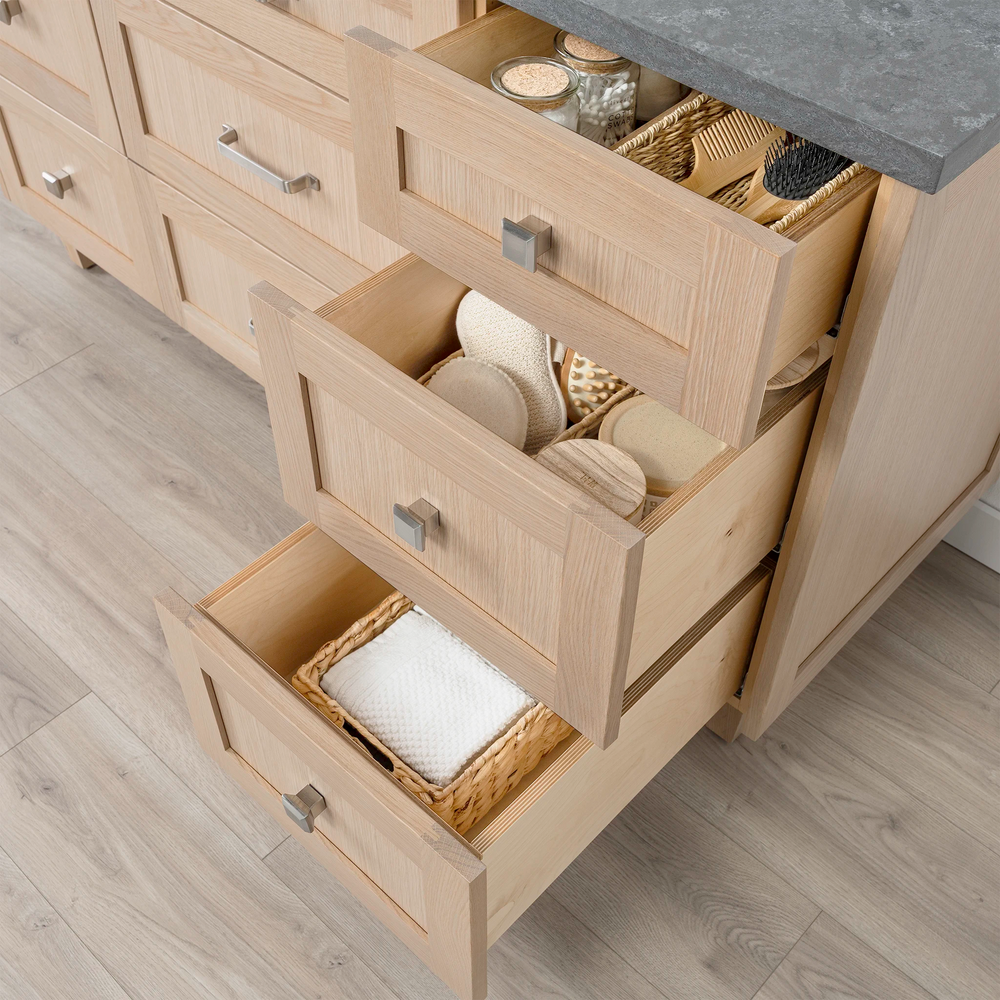 
                  
                    Bridgeport 60" White Oak Bathroom Vanity - All Drawers
                  
                