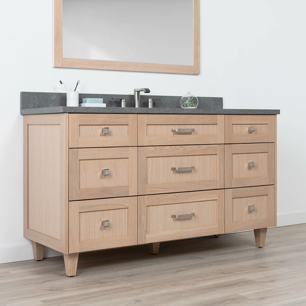 
                  
                    Bridgeport 60" White Oak Bathroom Vanity - All Drawers
                  
                