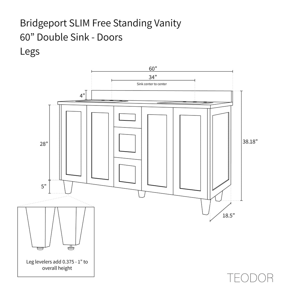 
                  
                    Bridgeport SLIM 60" White Oak Bathroom Vanity, Double Sink - Teodor Vanities United States
                  
                