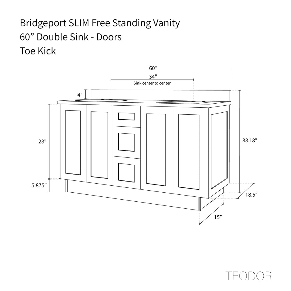 
                  
                    Bridgeport SLIM 60" White Oak Bathroom Vanity, Double Sink
                  
                
