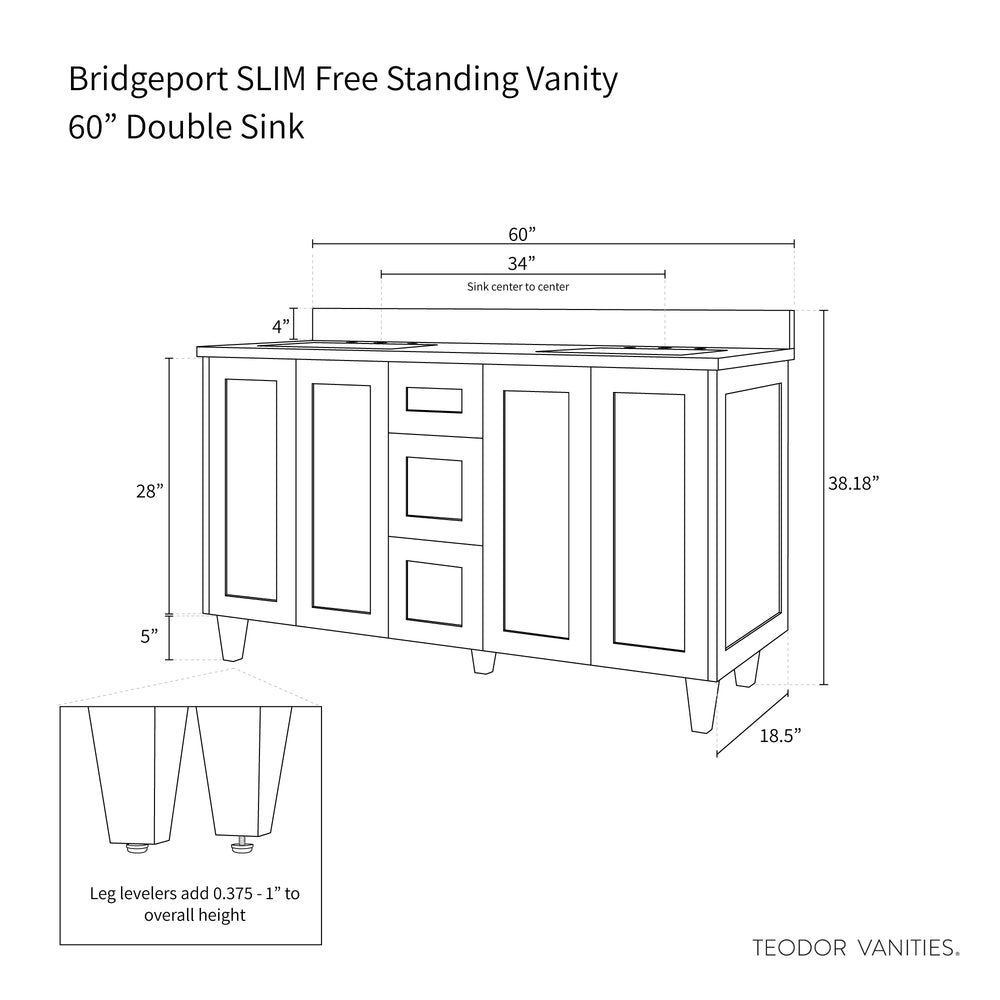 
                  
                    Bridgeport SLIM 60" Satin White Bathroom Vanity, Double Sink
                  
                