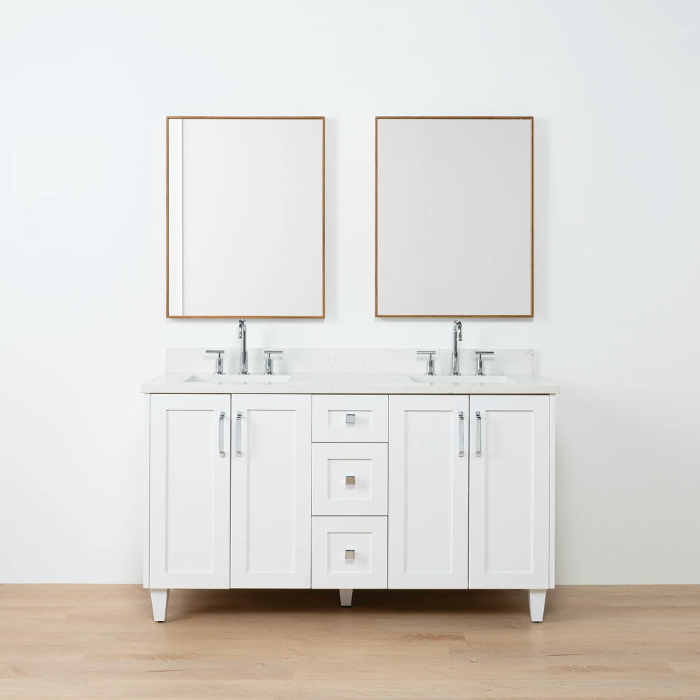 
                  
                    Bridgeport 60" Satin White Bathroom Vanity, Double Sink
                  
                