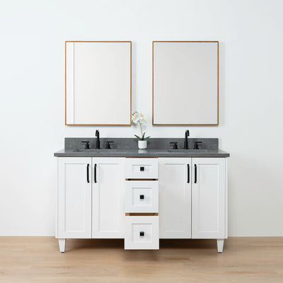 Bridgeport 60" Satin White Bathroom Vanity, Double Sink