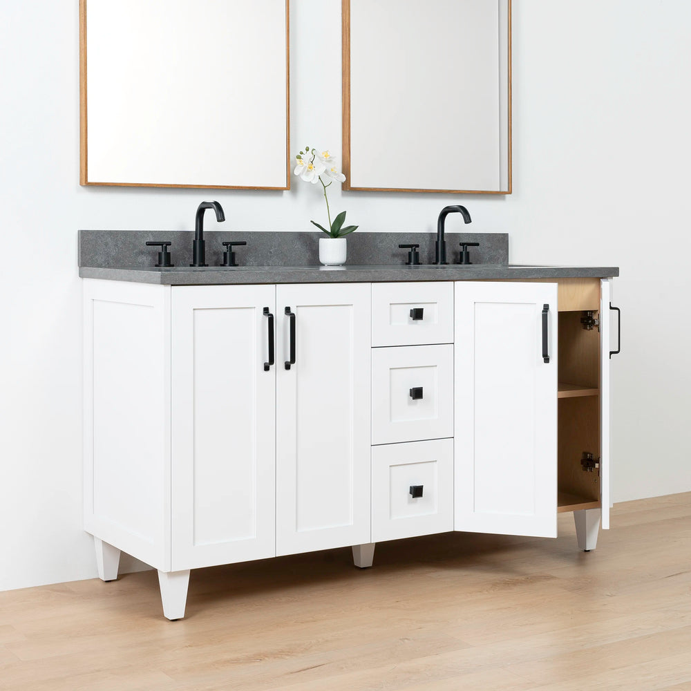 
                  
                    Bridgeport 60" Satin White Bathroom Vanity, Double Sink
                  
                