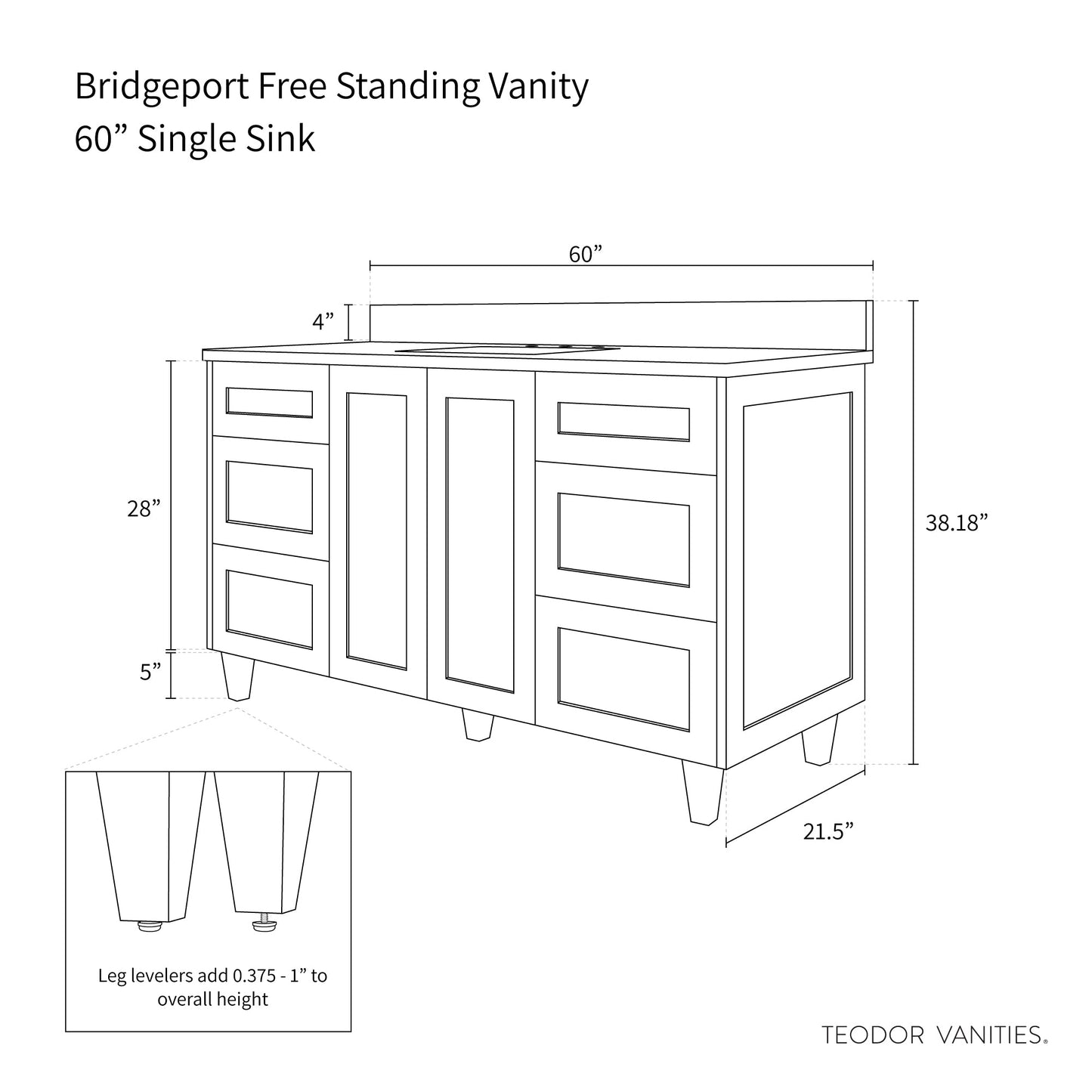
                  
                    Bridgeport SLIM 60" Almond Coast Bathroom Vanity Teodor Bathroom Vanity United States
                  
                