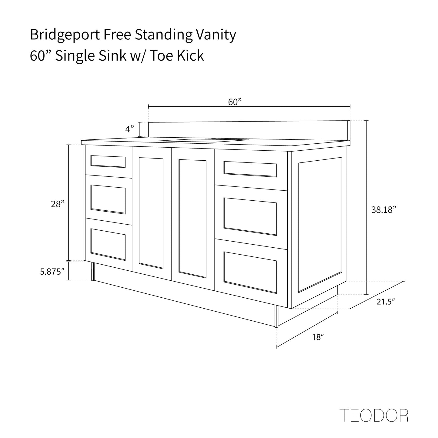 
                  
                    Bridgeport SLIM 60" American Black Walnut Bathroom Vanity Teodor Bathroom Vanity United States
                  
                