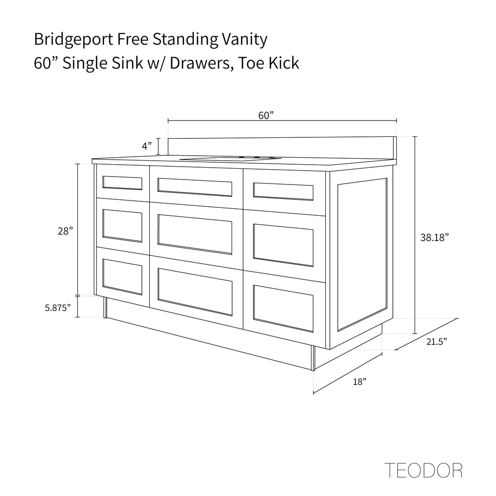 
                  
                    Bridgeport 60" White Oak Bathroom Vanity - All Drawers
                  
                