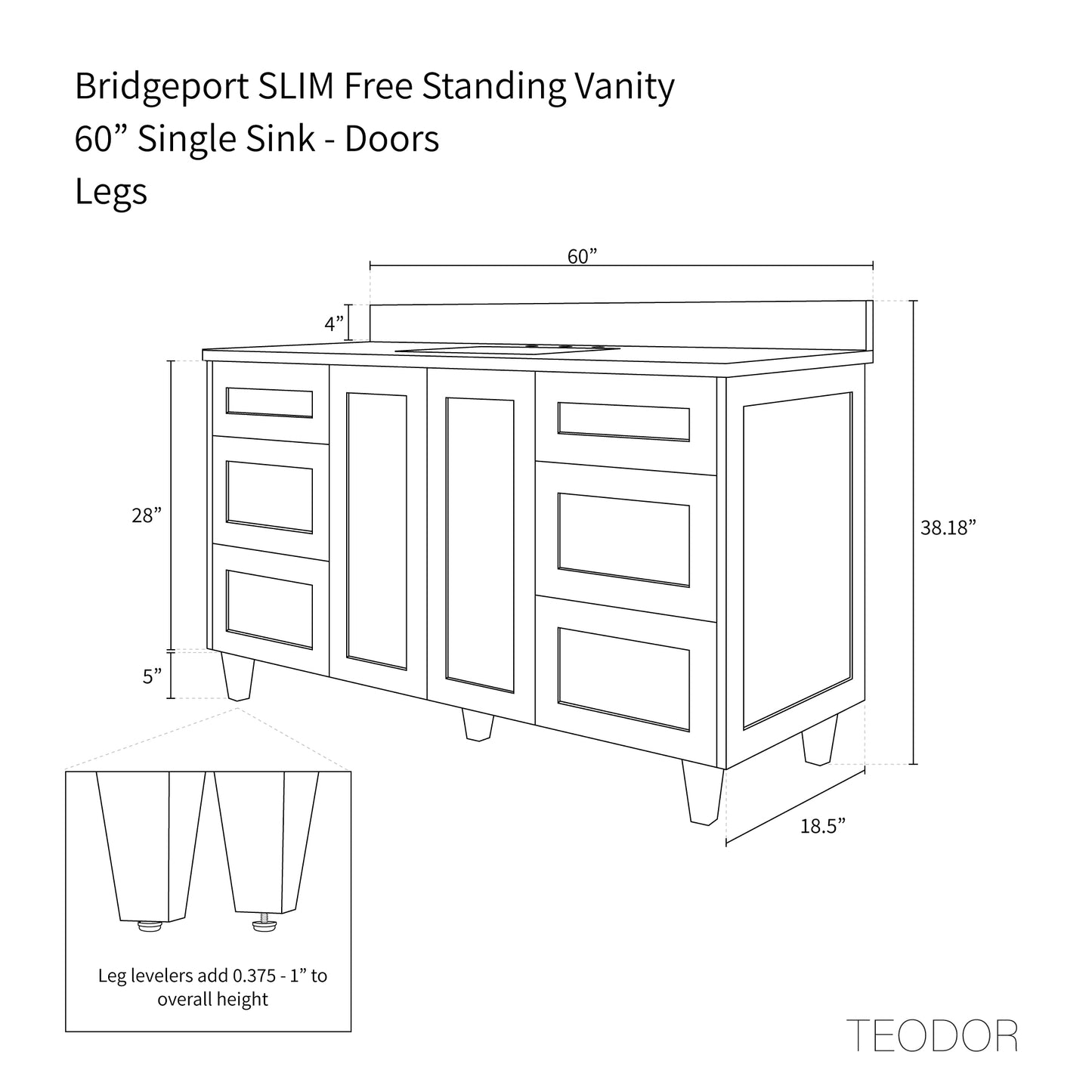 
                  
                    Bridgeport SLIM 60" White Oak Bathroom Vanity - Teodor Vanities United States
                  
                