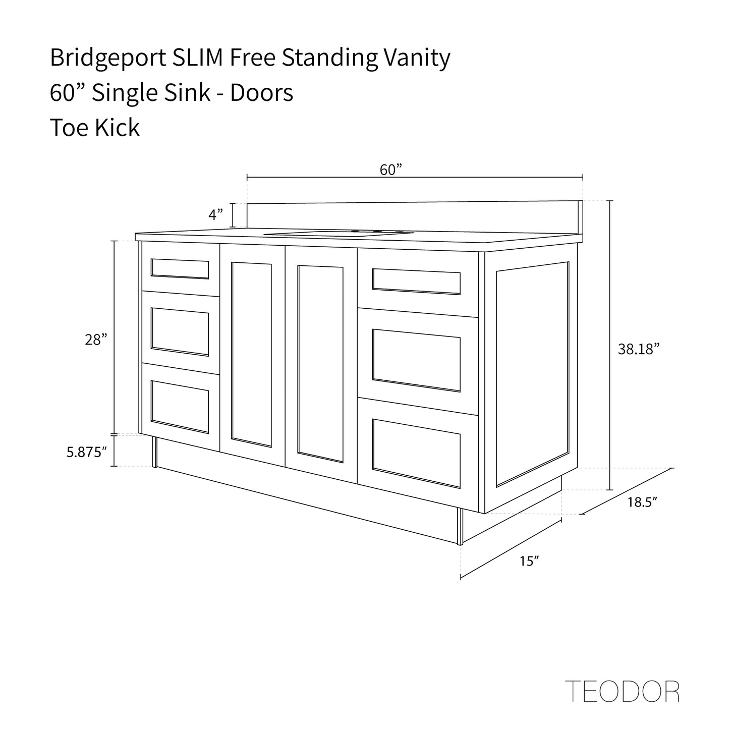 
                  
                    Bridgeport SLIM 60" White Oak Bathroom Vanity
                  
                