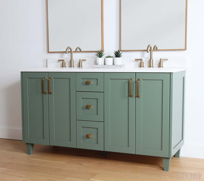 Bridgeport 60" Sage Green Bathroom Vanity, Double Sink - Teodor Vanities United States