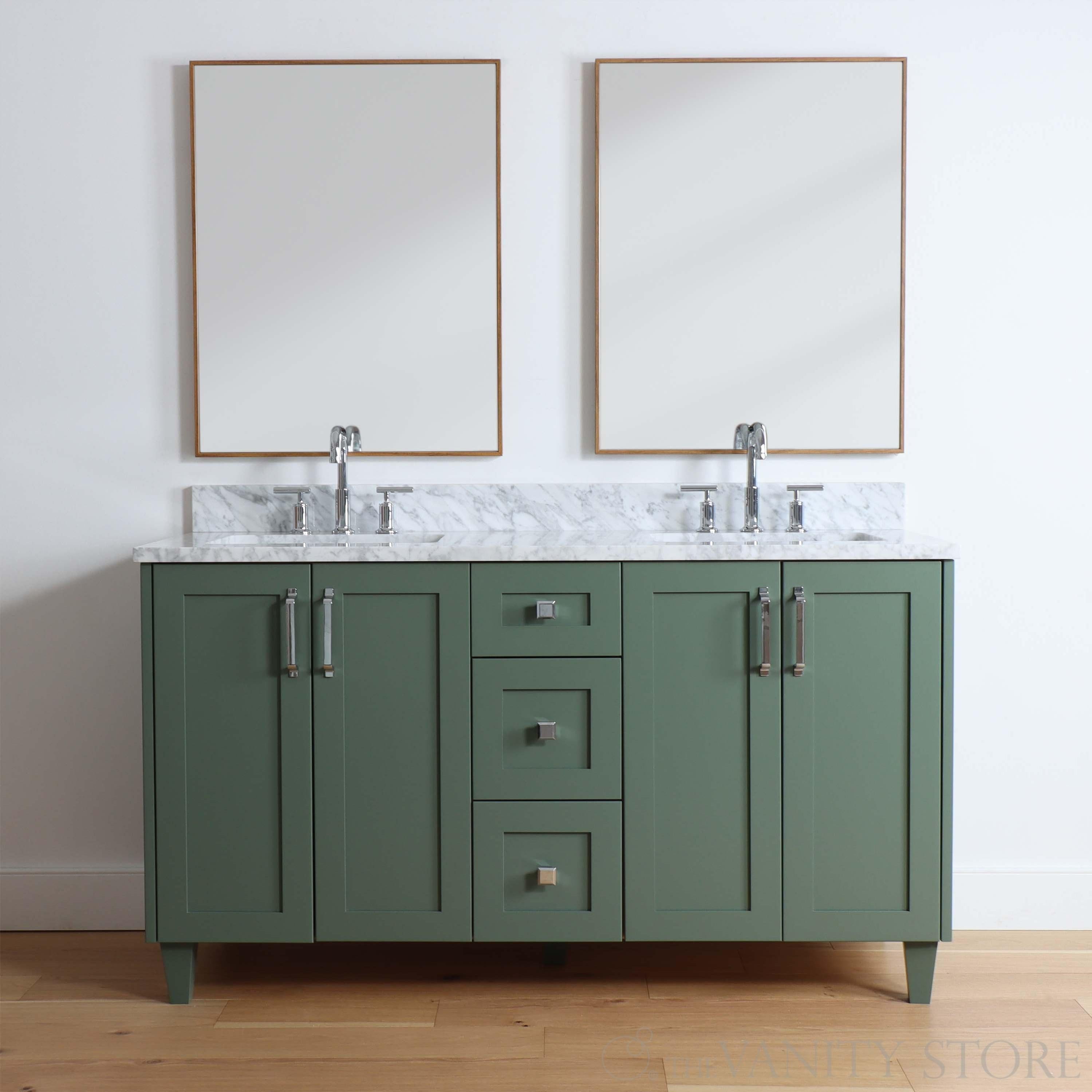 Bridgeport 60" Sage Green Bathroom Vanity, Double Sink - Teodor Vanities United States