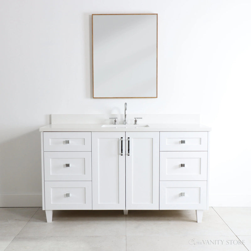 Bridgeport 60" Satin White Bathroom Vanity - Teodor Vanities United States