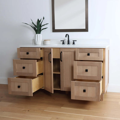 Bridgeport 60" White Oak Bathroom Vanity - Teodor Vanities United States