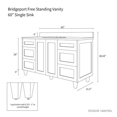 Bridgeport 60" White Oak Bathroom Vanity