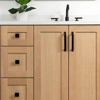 Bridgeport 60" White Oak Bathroom Vanity, Double Sink