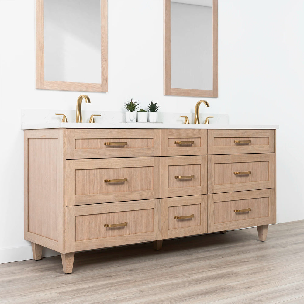 
                  
                    Bridgeport 72" White Oak Bathroom Vanity, Double Sink w/ Drawers
                  
                