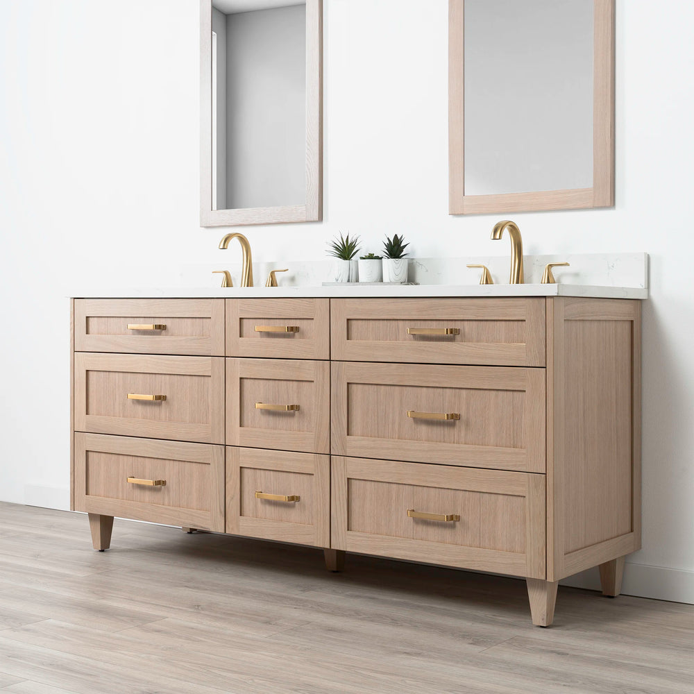 
                  
                    Bridgeport 72" White Oak Bathroom Vanity, Double Sink w/ Drawers
                  
                