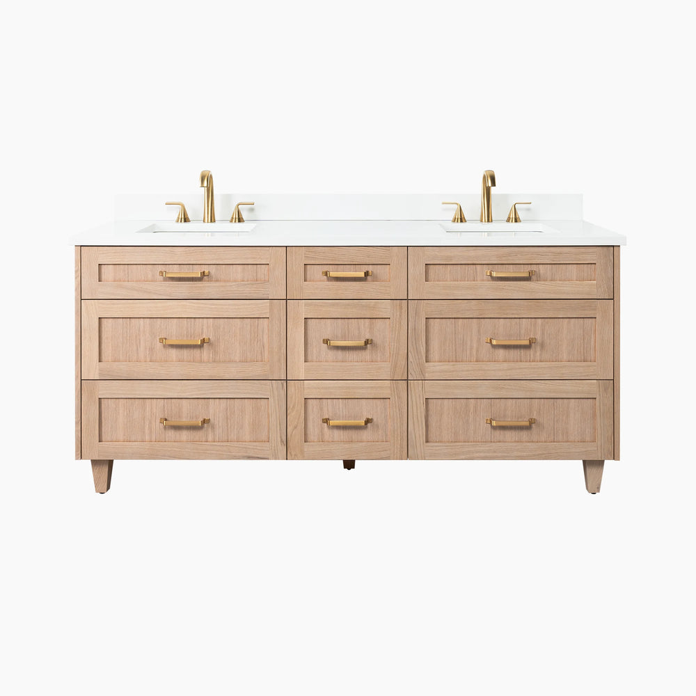 
                  
                    Bridgeport 72" White Oak Bathroom Vanity, Double Sink - All Drawers
                  
                