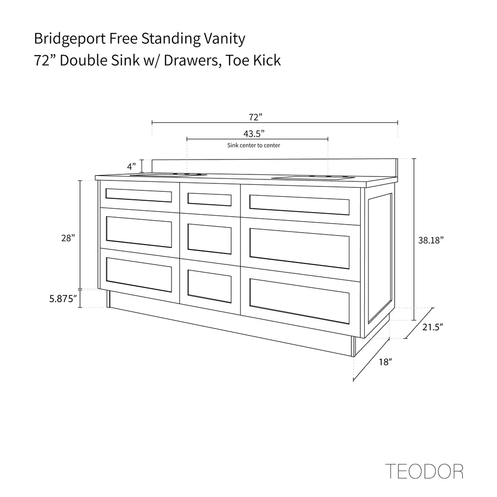 
                  
                    Bridgeport 72" White Oak Bathroom Vanity, Double Sink w/ Drawers
                  
                