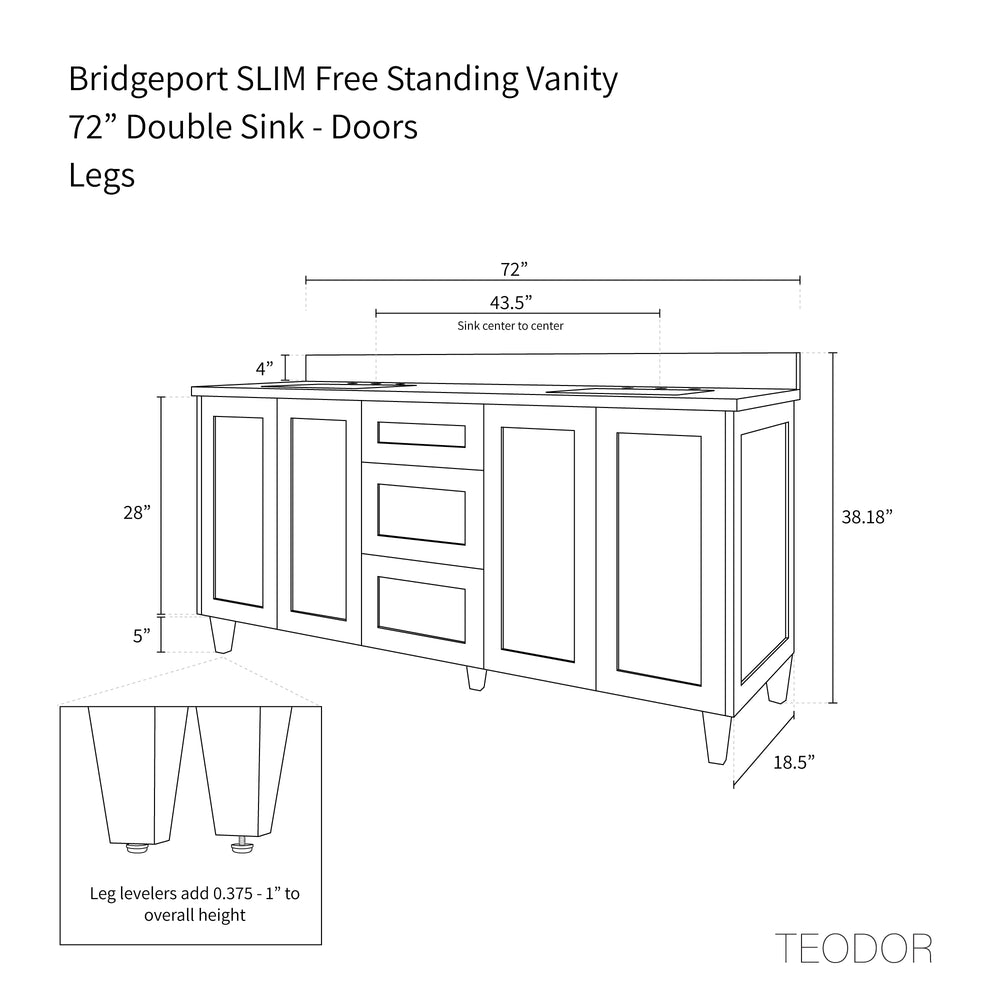 
                  
                    Bridgeport SLIM 72" White Oak Bathroom Vanity, Double Sink - Teodor Vanities United States
                  
                